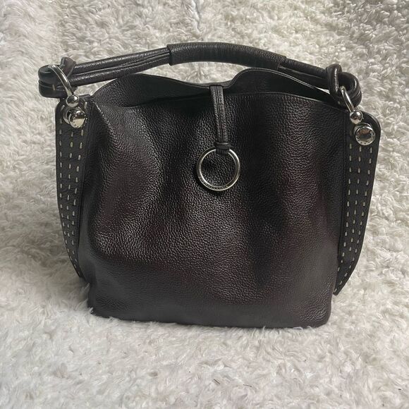 BCBGMAXAZRIA Hobo Leather dark Brown Bag Stitching accent,silver tone hardwares - Picture 5 of 16